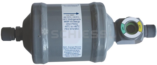 více - Filtrdehydrátor s průhledítkem PRSG165, 7/8 UNF, 45bar, Parker